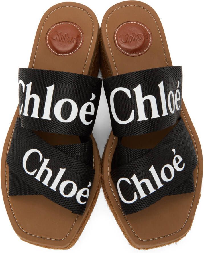 Chloé Black Woody Wedge Heeled Sandals