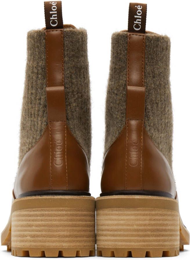 Chloé Brown Calfskin Franne Sock Ankle Boots