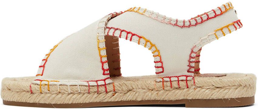 Chloé Kids Off-White Blanket Stitch Sandals