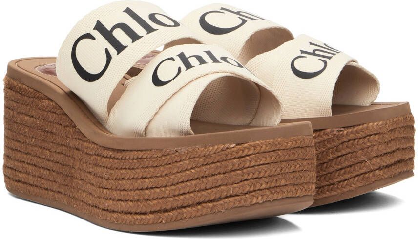Chloé Off-White Woody Wedge Heeled Sandals