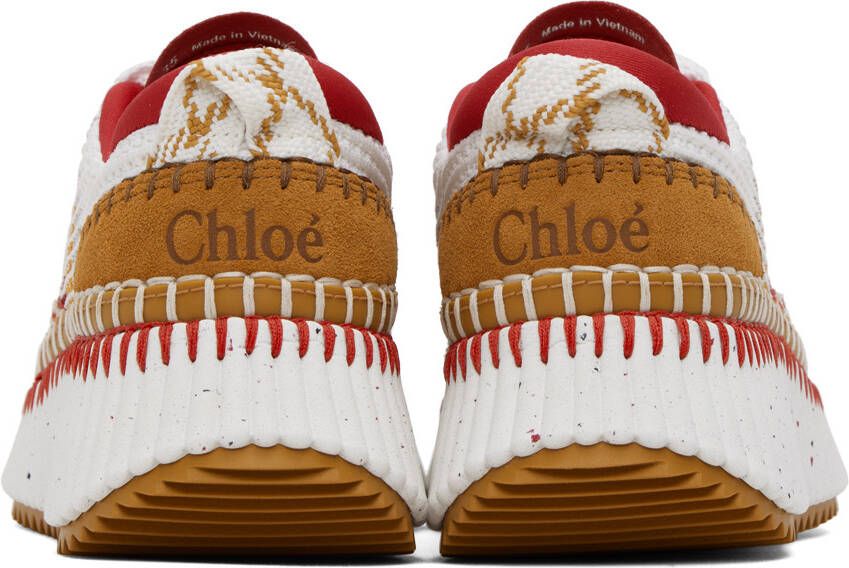 Chloé Red & White Nama Sneakers
