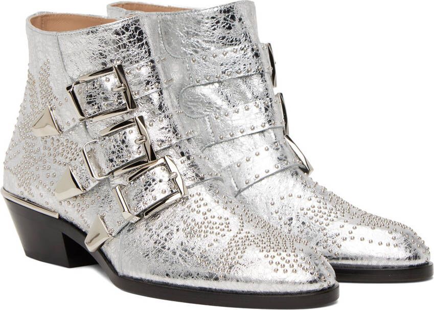 Chloé Silver Susanna Ankle Boots