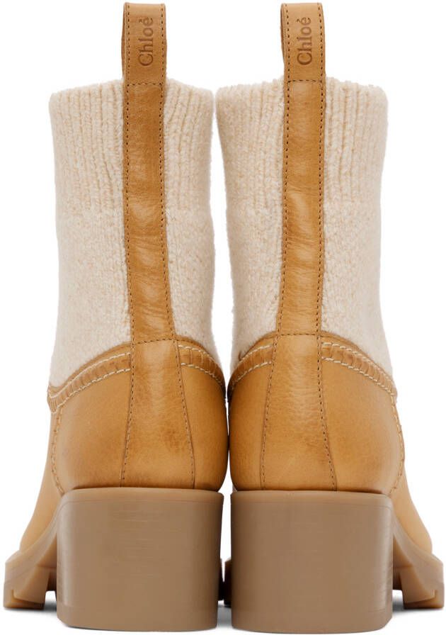 Chloé Tan & Beige Neva Sock Boots