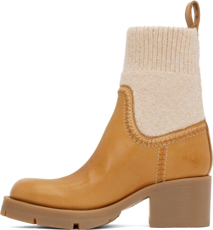 Chloé Tan & Beige Neva Sock Boots