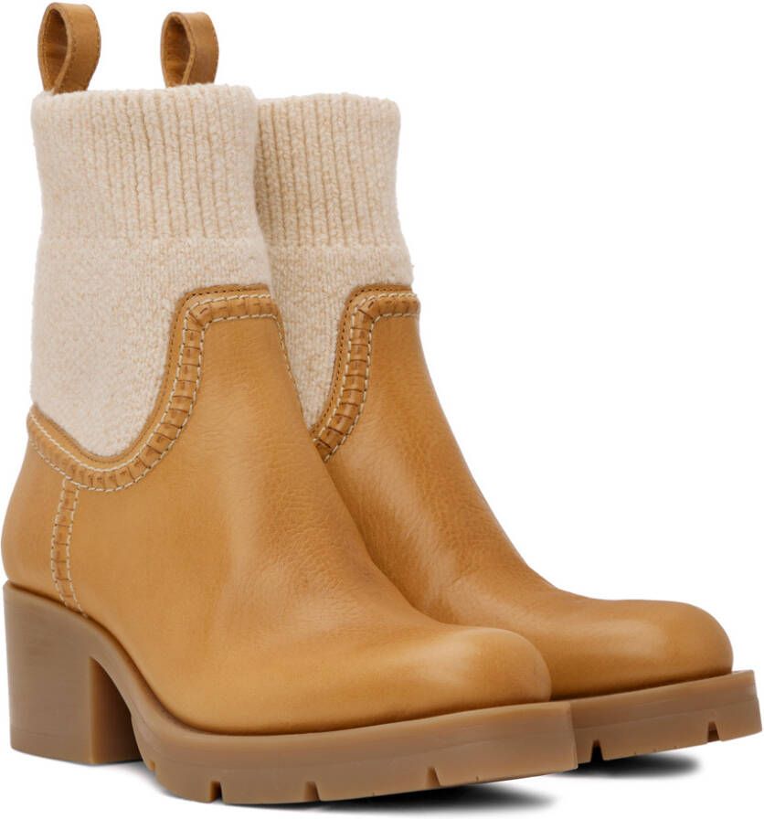 Chloé Tan & Beige Neva Sock Boots