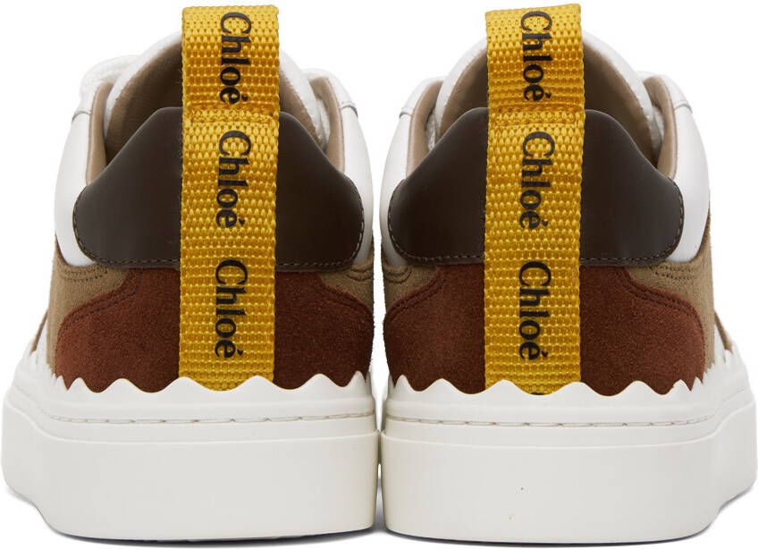 Chloé White & Brown Lauren Sneakers