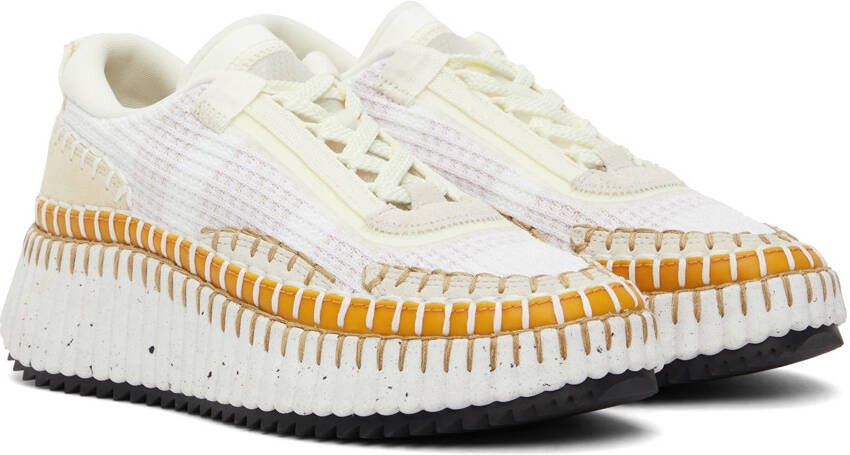 Chloé White & Pink Nama Sneakers