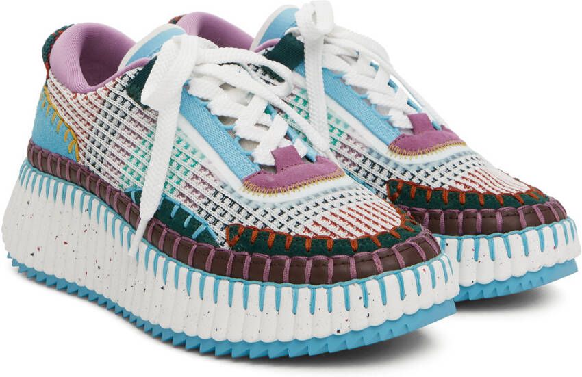 Chloé White & Purple Nama Sneakers