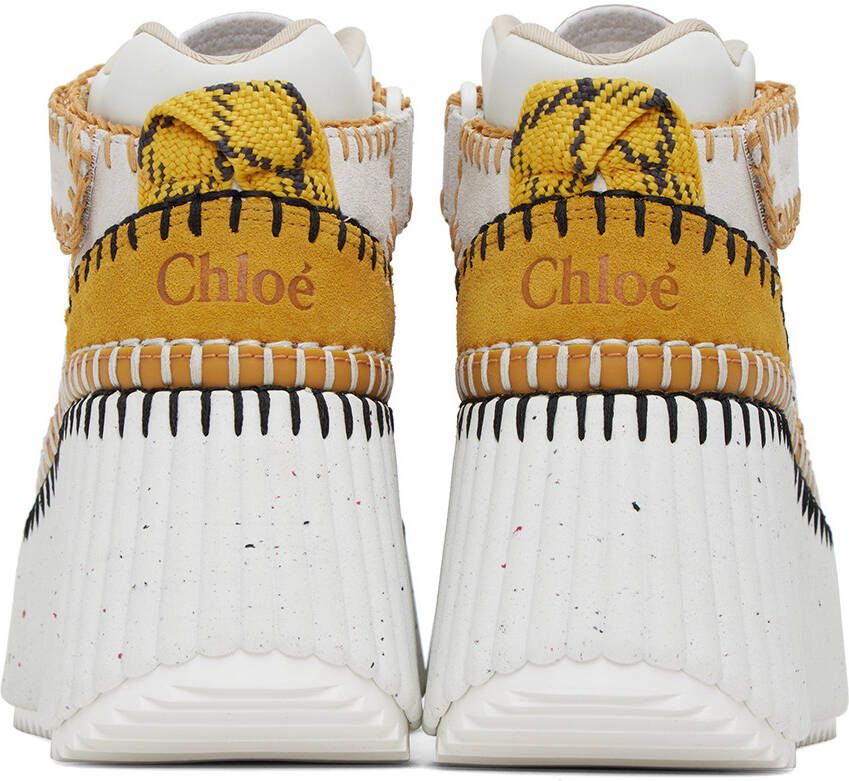 Chloé White & Yellow Nama Sneakers