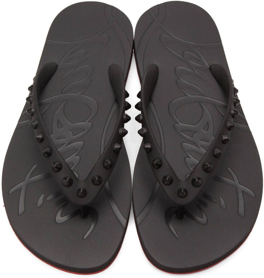 Christian Louboutin Black Loubi Flip Donna Flat Sandals