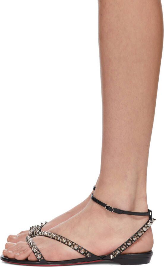 Christian Louboutin Black Mafaldina Spikes Flat Sandals