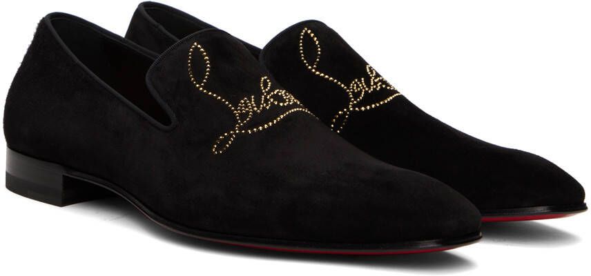 Christian Louboutin Black Navy Dandelion Strass Loafers