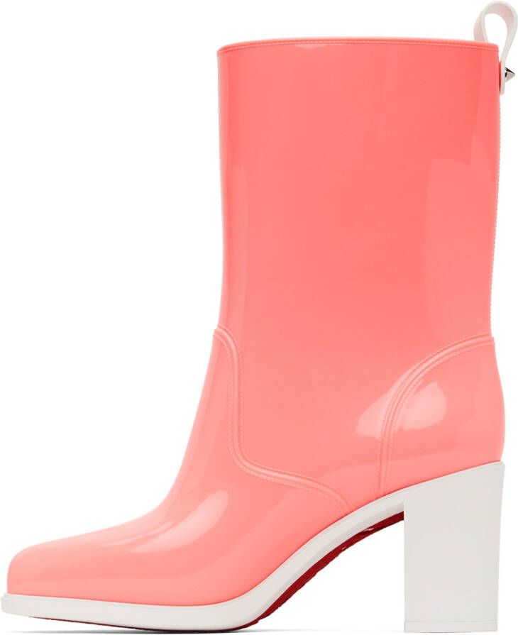 Christian Louboutin Pink PVC Loubirain 70 Boots