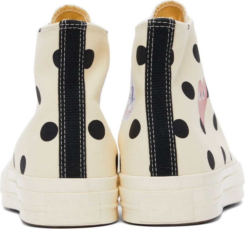 Comme des Garçons Play White Converse Edition Polka Dot Heart Chuck 70 High Sneakers - Picture 6
