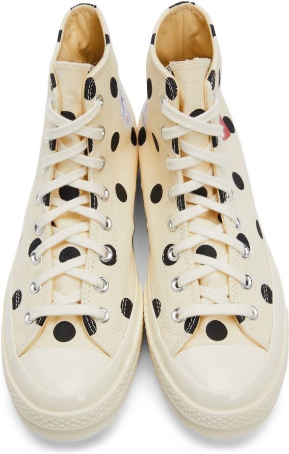 Comme des Garçons Play White Converse Edition Polka Dot Heart Chuck 70 High Sneakers - Picture 7