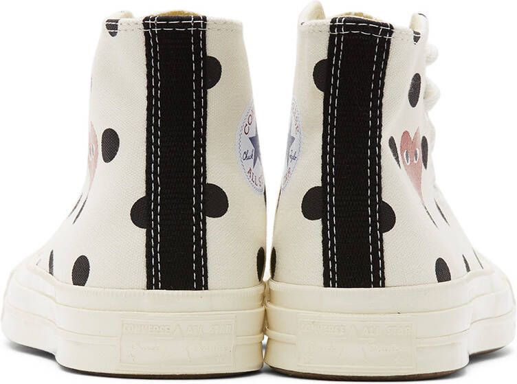 Comme des Garçons Play White Converse Edition Polka Dot Heart Chuck 70 High Sneakers - Picture 4