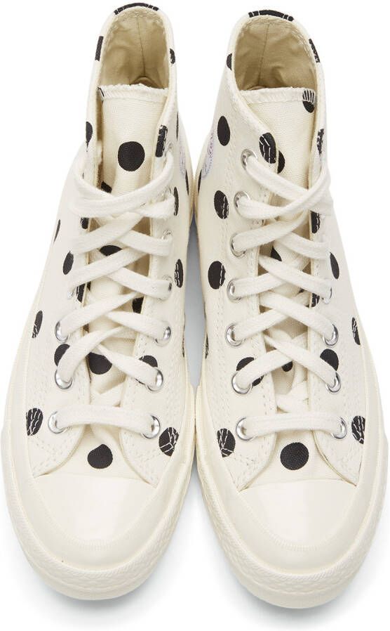 Comme des Garçons Play White Converse Edition Polka Dot Heart Chuck 70 High Sneakers - Picture 5