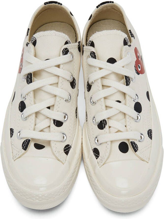 Comme des Garçons Play White Converse Edition Polka Dot Heart Chuck 70 Low Sneakers