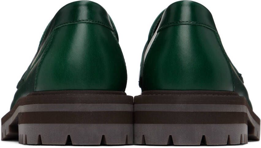 Common Projects Green Leather Loafers