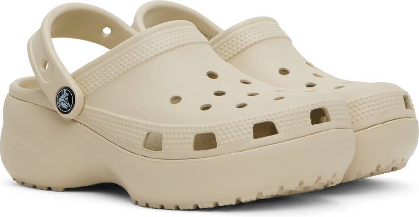 Crocs Beige Classic Platform Clogs