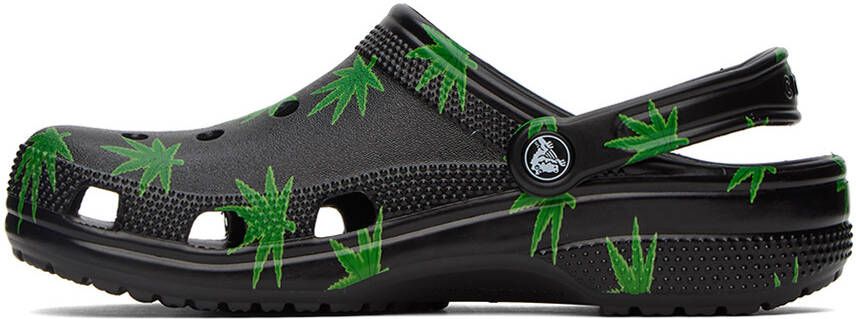 Crocs Black Classic Hemp Leaf Clogs