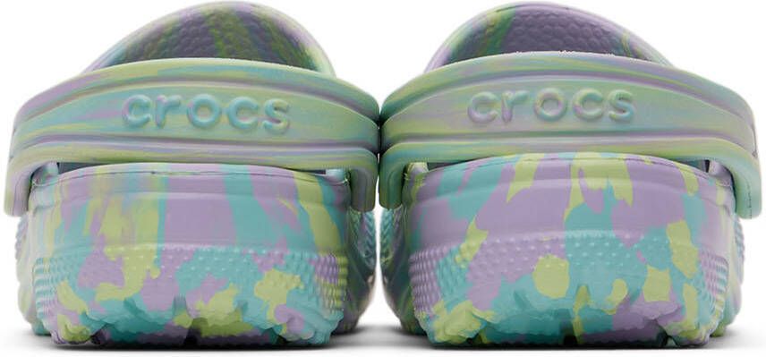 Crocs Kids Purple & Green Classic Marbled Clogs