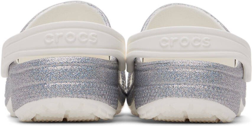 Crocs Kids White Classic Glitter Sandals