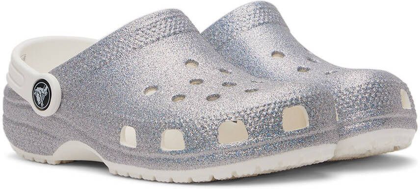 Crocs Kids White Classic Glitter Sandals