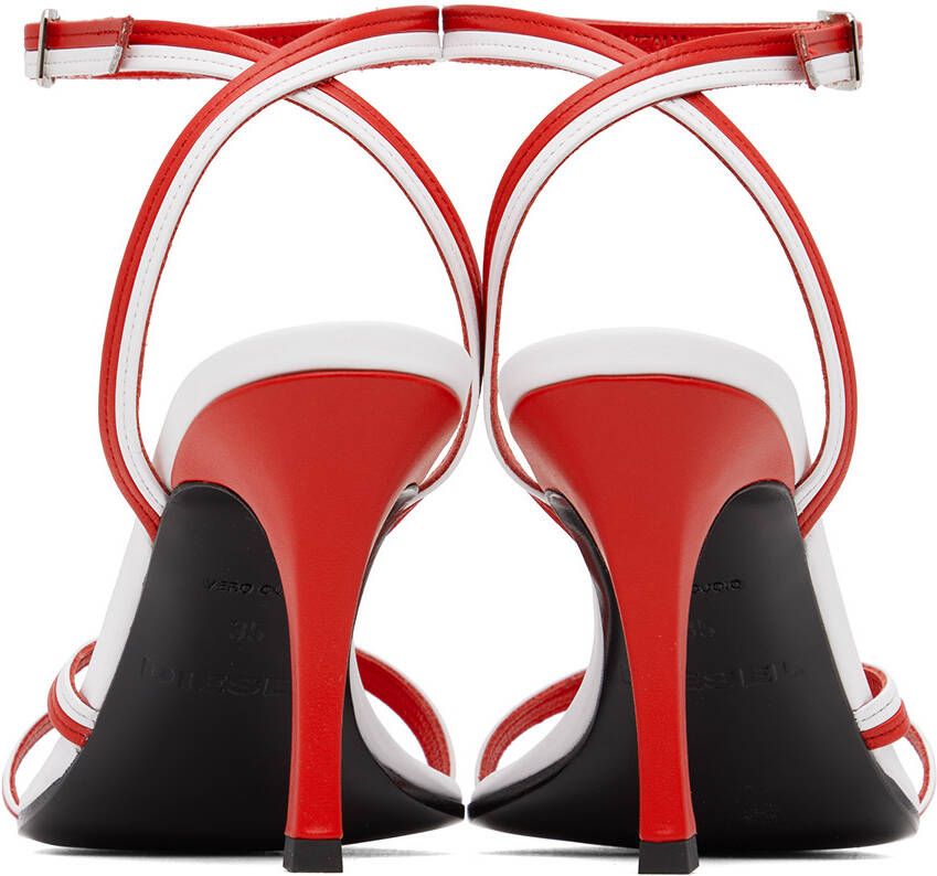 Diesel Red & White D-Venus Heeled Sandals