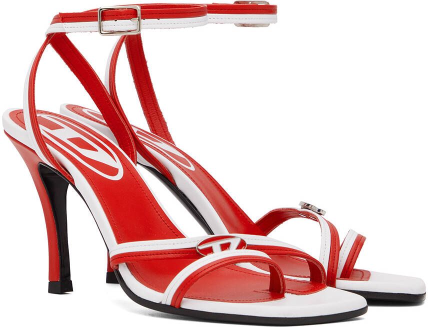 Diesel Red & White D-Venus Heeled Sandals