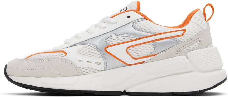 Diesel White & Orange S-Serendipity Sport Sneakers