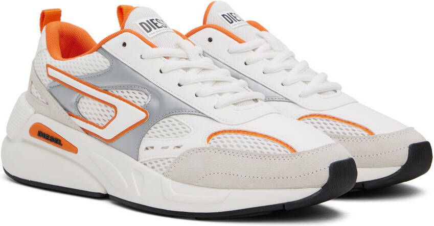 Diesel White & Orange S-Serendipity Sport Sneakers