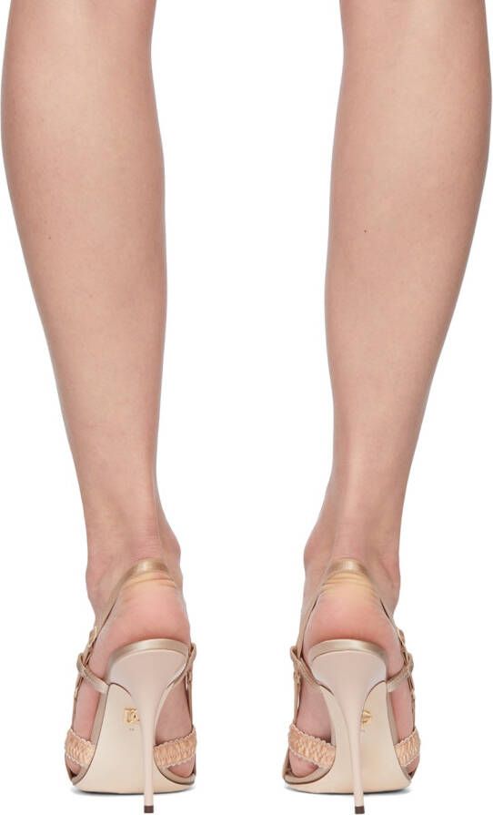 Dolce & Gabbana Beige Keira Slingback Heeled Sandals