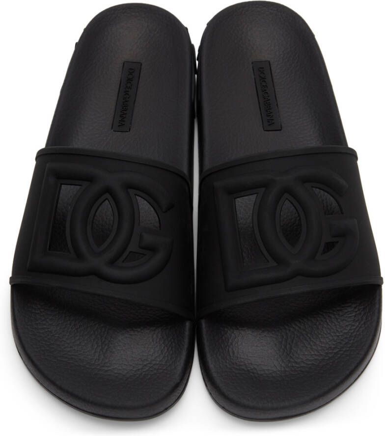 Dolce & Gabbana Black Cut-Out Logo Sandals