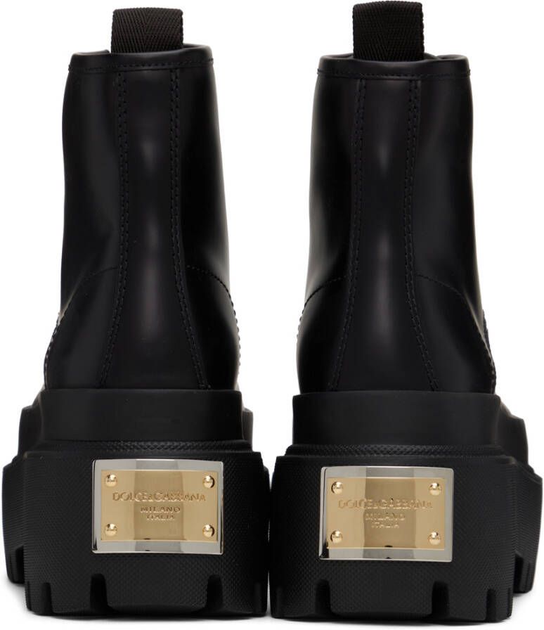 Dolce & Gabbana Black Logo Plaque Boots