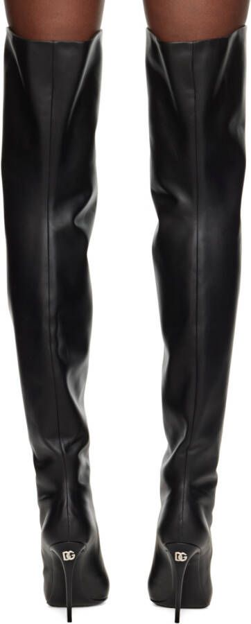 Dolce & Gabbana Black Lollo Guepierre Tall Boots & Garter Belt Set
