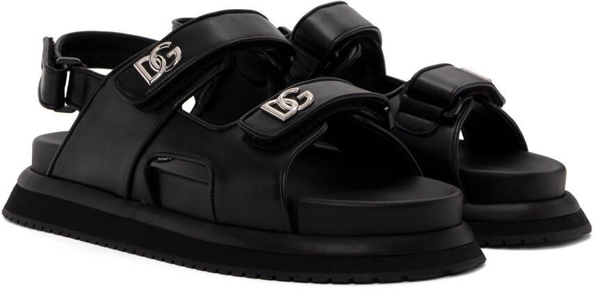 Dolce & Gabbana Black Nappa Calfskin Sandals