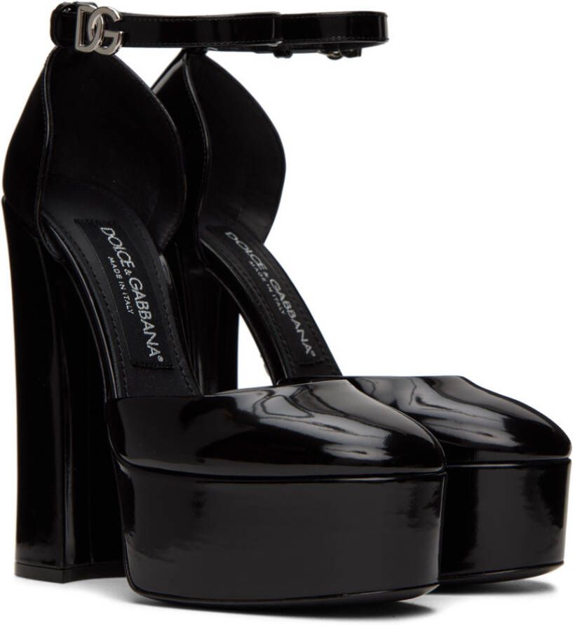 Dolce & Gabbana Black Polished Platform Heels