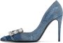 Dolce & Gabbana Blue Patchwork Denim Heels - Thumbnail 3