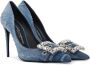 Dolce & Gabbana Blue Patchwork Denim Heels - Thumbnail 4