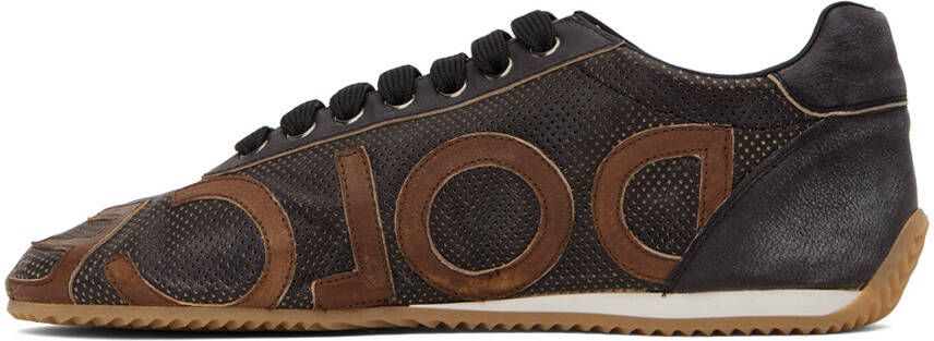 Dolce & Gabbana Brown Perforated Sneakers
