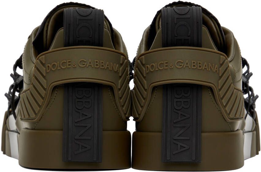 Dolce & Gabbana Khaki Portofino Low-Top Sneakers