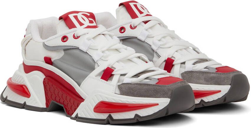 Dolce & Gabbana Red & White Airmaster Low-Top Sneakers