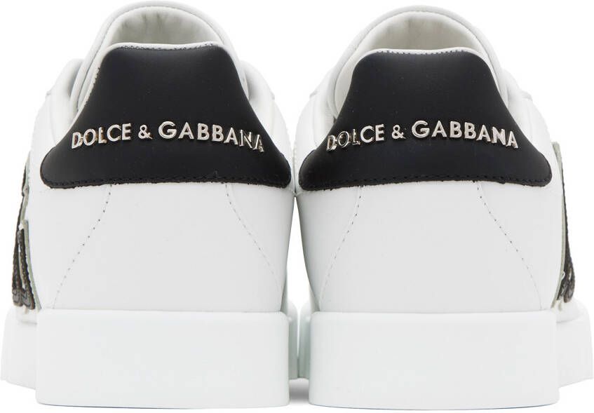 Dolce & Gabbana White & Black Portofino Low Sneakers