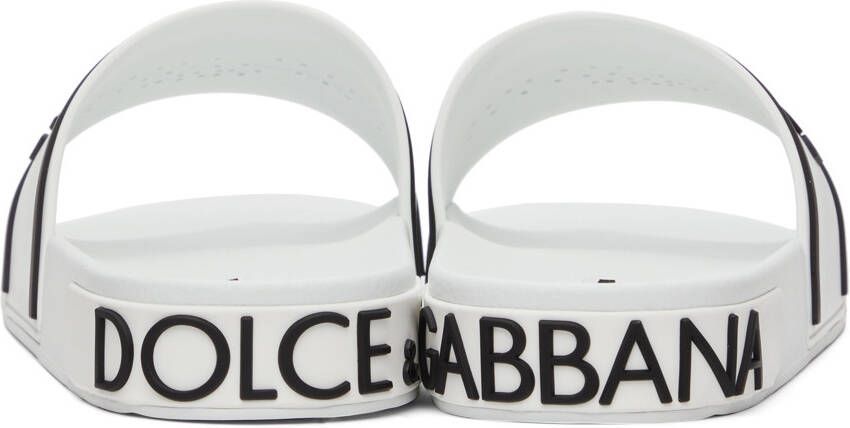 Dolce & Gabbana White & Black Rubber Logo Slides