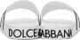 Dolce & Gabbana White & Black Rubber Logo Slides - Thumbnail 4