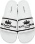 Dolce & Gabbana White & Black Rubber Logo Slides - Thumbnail 5