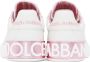 Dolce & Gabbana White & Pink Portofino Low Sneakers - Thumbnail 2