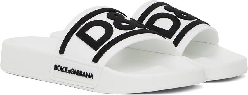 Dolce & Gabbana White Bonded Slides