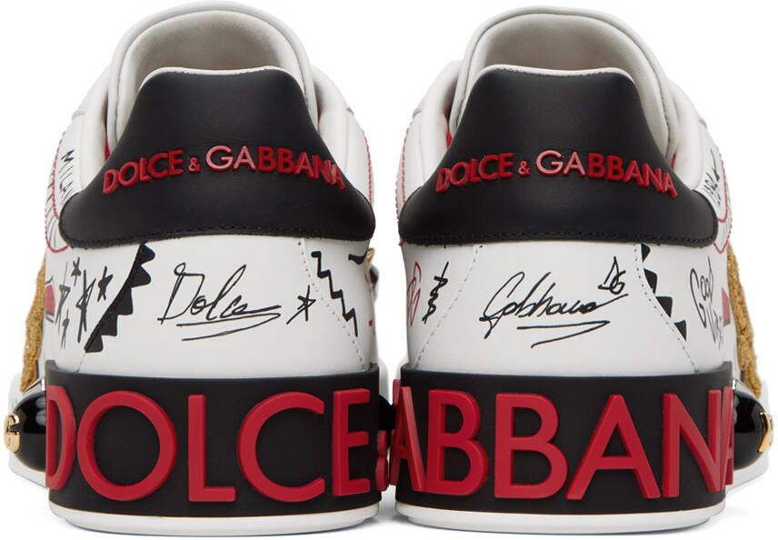 Dolce & Gabbana White Portofino Embroidery & Studs Sneakers